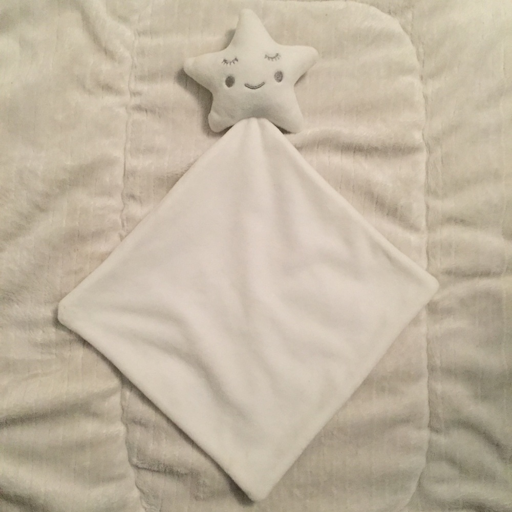 Matalan White Star Smiling Eyes Closed Plush Baby Security Blanket Lovey